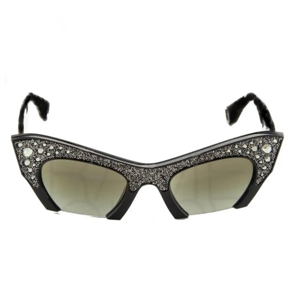 MIU MIU SUNGLASSES Solid Black with Rhinestones